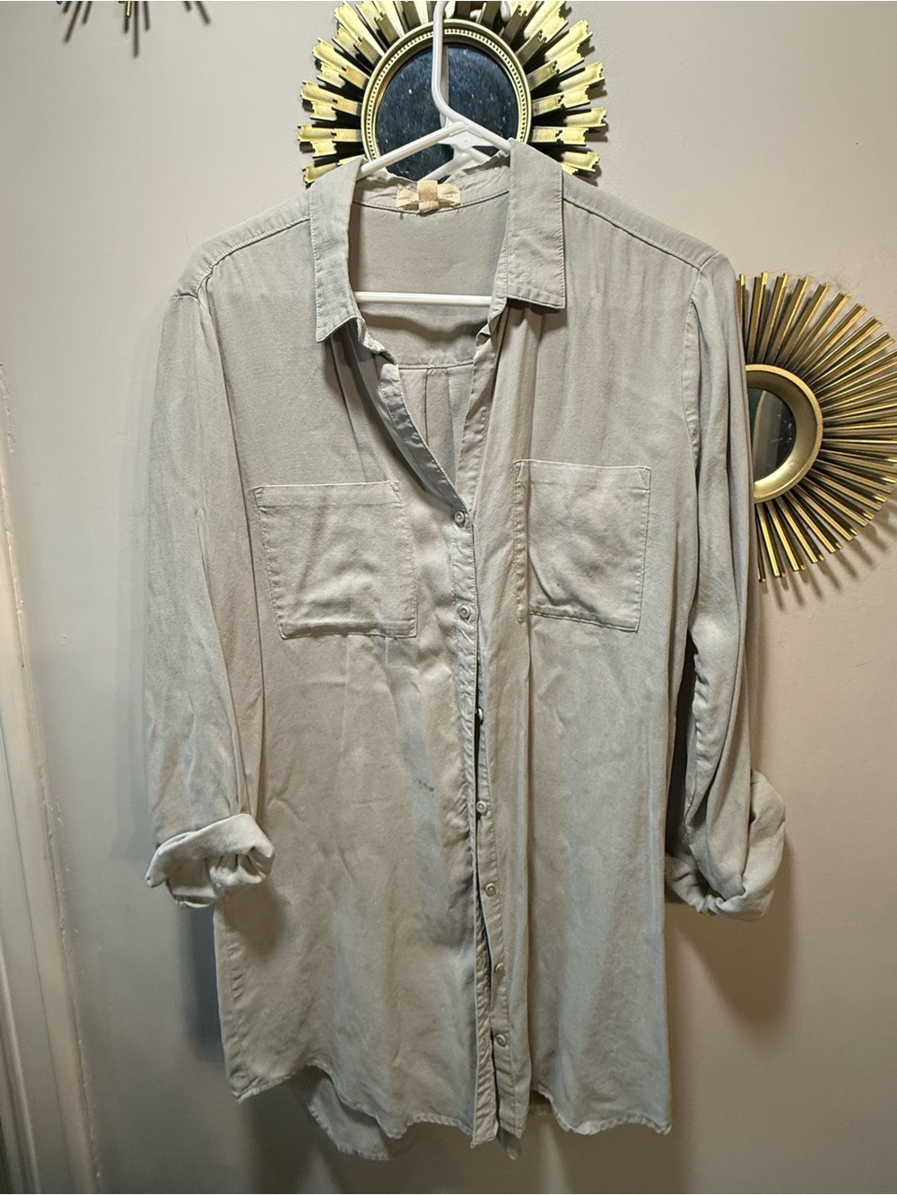 cloth & stone Men's Light Gray Button-Front Shirt Jacket